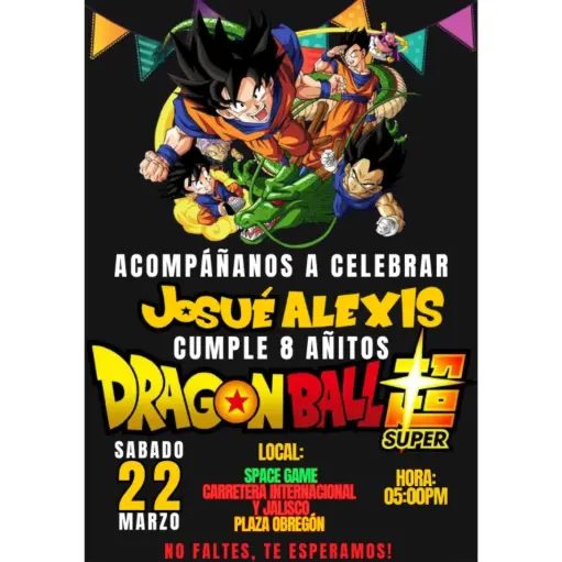Invitación Dragon Ball Z