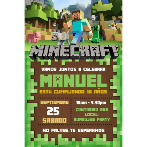 Invitación Minecraft